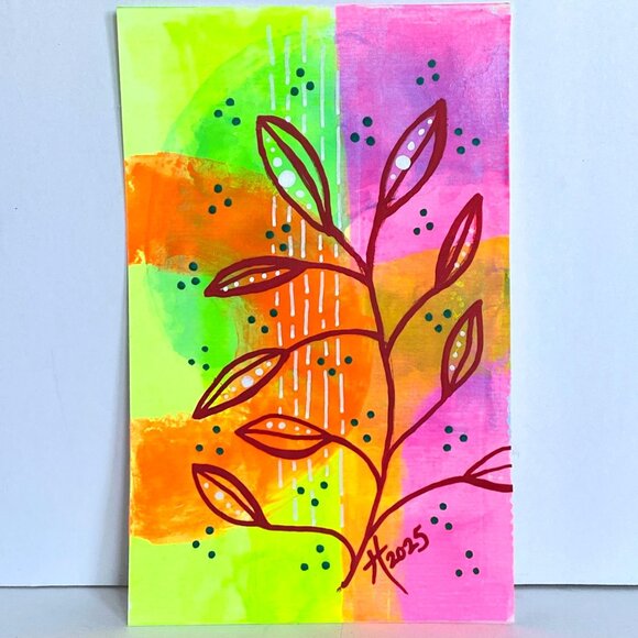 Rain Over Venus Original Acrylic Painting 8x10in Mat Frame Ready Squeegee Art - Picture 4 of 8